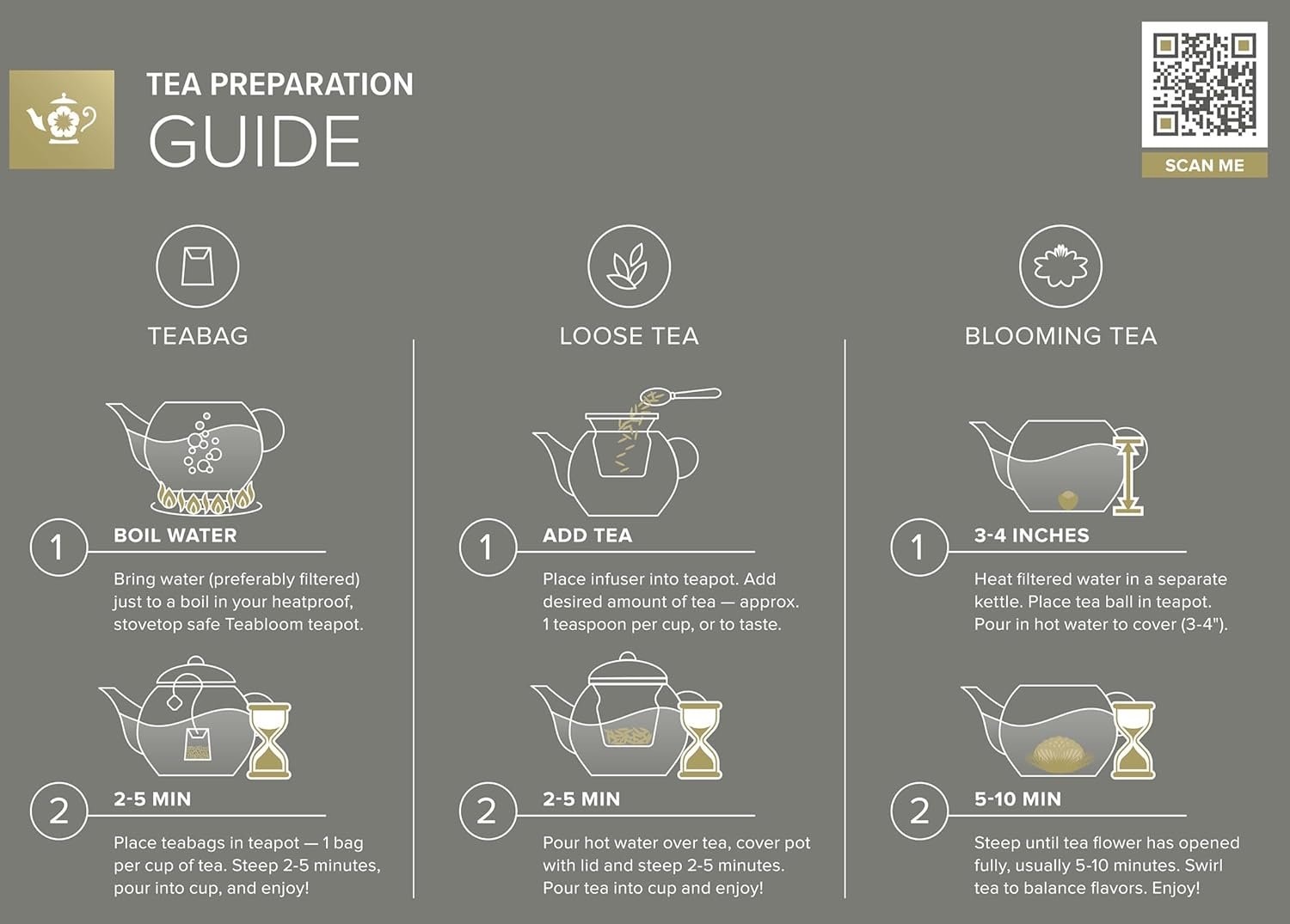 Teabloom Tetera de vidrio apta para estufa y microondas con infusor de vidrio de té suelto extraíble, incluye 2 tés florecientes, tetera y tetera 2 en 1, elección del purista de té - Imagen 5