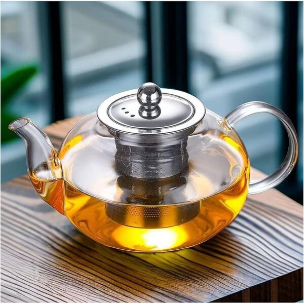 Tetera de vidrio con infusor Hervidor de té de vidrio transparente con 6 tazas de té, juego de tetera de 30.4 fl oz para estufa, té suelto, tetera de regalo - Imagen 7