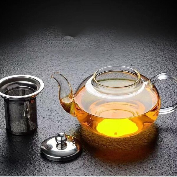 Tetera de vidrio con infusor Hervidor de té de vidrio transparente con 6 tazas de té, juego de tetera de 30.4 fl oz para estufa, té suelto, tetera de regalo - Imagen 10