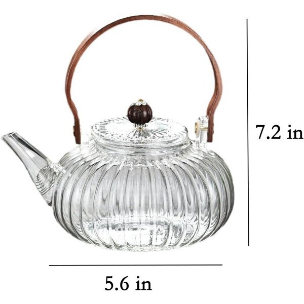 Tetera de vidrio con infusor Hervidor de té de vidrio transparente con 6 tazas de té, juego de tetera de 30.4 fl oz para estufa, té suelto, tetera de regalo - Imagen 14