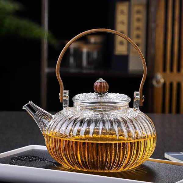 Tetera de vidrio con infusor Hervidor de té de vidrio transparente con 6 tazas de té, juego de tetera de 30.4 fl oz para estufa, té suelto, tetera de regalo - Imagen 16