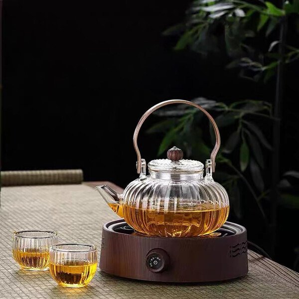 Tetera de vidrio con infusor Hervidor de té de vidrio transparente con 6 tazas de té, juego de tetera de 30.4 fl oz para estufa, té suelto, tetera de regalo - Imagen 17