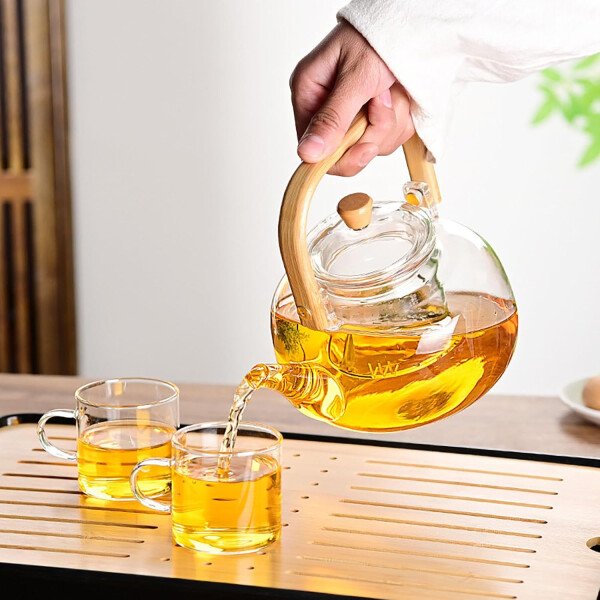 Tetera de vidrio con infusor Hervidor de té de vidrio transparente con 6 tazas de té, juego de tetera de 30.4 fl oz para estufa, té suelto, tetera de regalo - Imagen 20