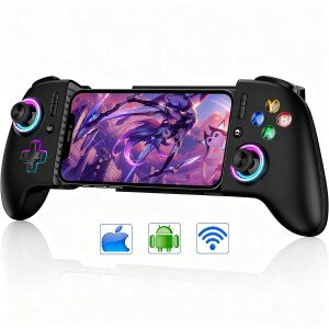 Full-Size Gaming Phone Controller for iPhone 15/16, Android Phone Tablet, Bluetooth Mobile Gamepad with Hall Trigger/Joysticks, for Roblox, Genshin Impact, Call of Duty, Handheld-Quality