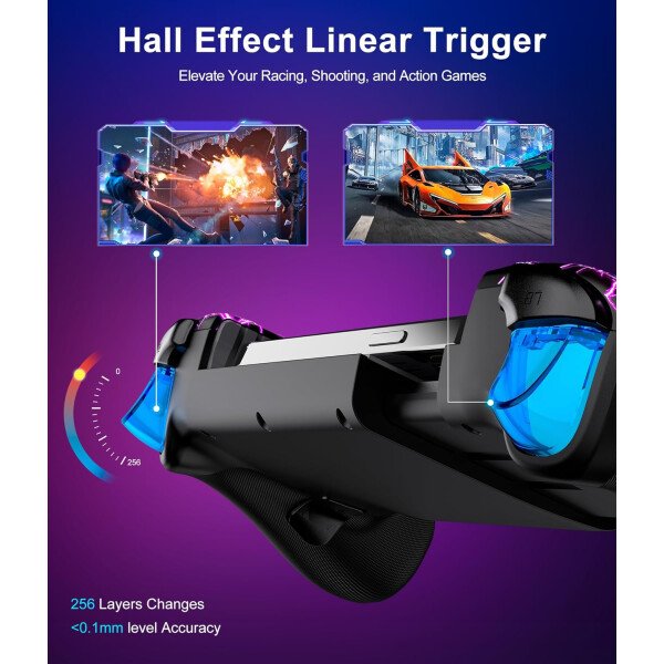 Full-Size Gaming Phone Controller for iPhone 15/16, Android Phone Tablet, Bluetooth Mobile Gamepad with Hall Trigger/Joysticks, for Roblox, Genshin Impact, Call of Duty, Handheld-Quality - Imagen 5