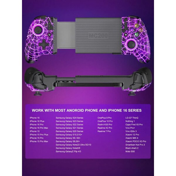 Full-Size Gaming Phone Controller for iPhone 15/16, Android Phone Tablet, Bluetooth Mobile Gamepad with Hall Trigger/Joysticks, for Roblox, Genshin Impact, Call of Duty, Handheld-Quality - Imagen 10