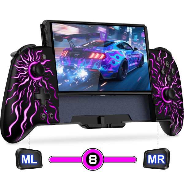 Gammeefy Switch Controllers Compatible with Nintendo Switch/Switch OLED, One-Piece Joypad Controller Replacement for Switch Pro Controller with 9 Lights Color, Christmas Gifts - Imagen 10
