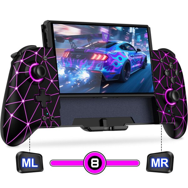 Gammeefy Switch Controllers Compatible with Nintendo Switch/Switch OLED, One-Piece Joypad Controller Replacement for Switch Pro Controller with 9 Lights Color, Christmas Gifts - Imagen 24
