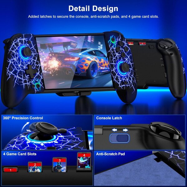 Gammeefy Switch Controllers Compatible with Nintendo Switch/Switch OLED, One-Piece Joypad Controller Replacement for Switch Pro Controller with 9 Lights Color, Christmas Gifts - Imagen 38