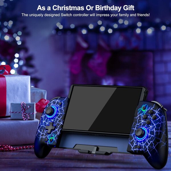 Gammeefy Switch Controllers Compatible with Nintendo Switch/Switch OLED, One-Piece Joypad Controller Replacement for Switch Pro Controller with 9 Lights Color, Christmas Gifts - Imagen 39