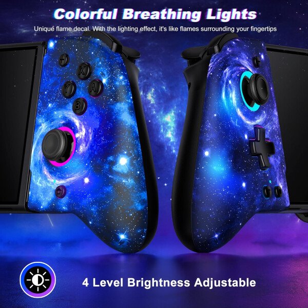 Gammeefy Switch Controllers Compatible with Nintendo Switch/Switch OLED, One-Piece Joypad Controller Replacement for Switch Pro Controller with 9 Lights Color, Christmas Gifts - Imagen 42