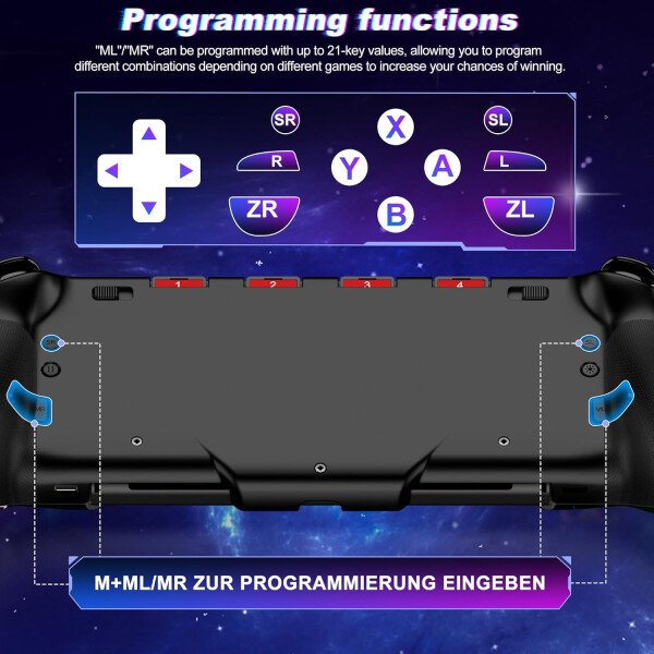 Gammeefy Switch Controllers Compatible with Nintendo Switch/Switch OLED, One-Piece Joypad Controller Replacement for Switch Pro Controller with 9 Lights Color, Christmas Gifts - Imagen 44