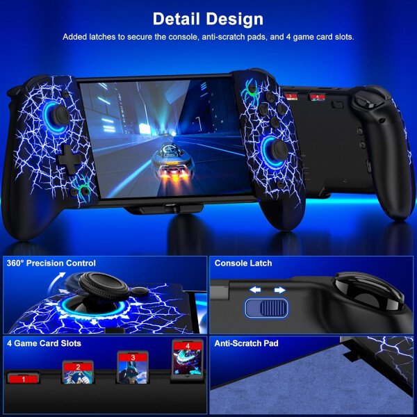 Gammeefy Switch Controllers Compatible with Nintendo Switch/Switch OLED, One-Piece Joypad Controller Replacement for Switch Pro Controller with 9 Lights Color, Christmas Gifts - Imagen 49