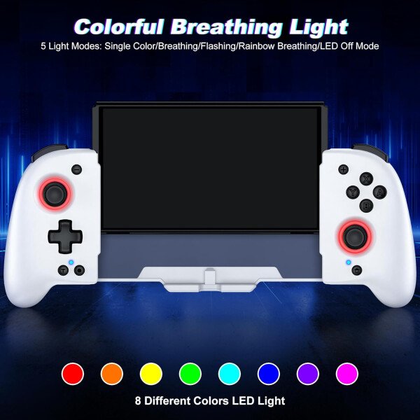 Gammeefy Switch Controllers Compatible with Nintendo Switch/Switch OLED, One-Piece Joypad Controller Replacement for Switch Pro Controller with 9 Lights Color, Christmas Gifts - Imagen 51