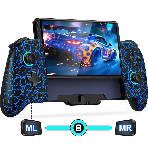 Gammeefy Switch Controllers Compatible with Nintendo Switch/Switch OLED, One-Piece Joypad Controller Replacement for Switch Pro Controller with 9 Lights Color, Christmas Gifts - Imagen 57