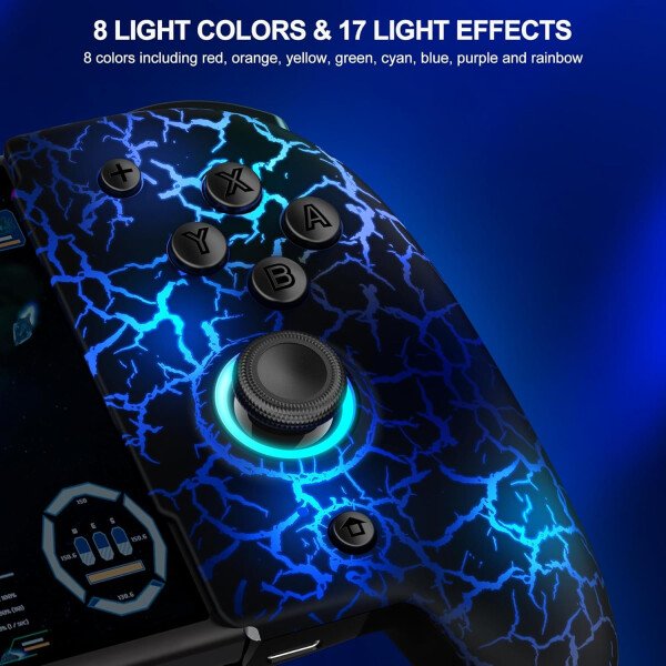 Gammeefy Switch Controllers Compatible with Nintendo Switch/Switch OLED, One-Piece Joypad Controller Replacement for Switch Pro Controller with 9 Lights Color, Christmas Gifts - Imagen 58