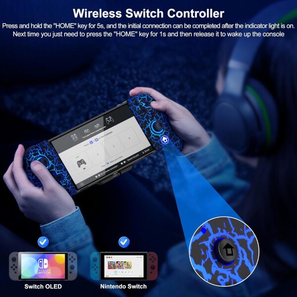 Gammeefy Switch Controllers Compatible with Nintendo Switch/Switch OLED, One-Piece Joypad Controller Replacement for Switch Pro Controller with 9 Lights Color, Christmas Gifts - Imagen 61