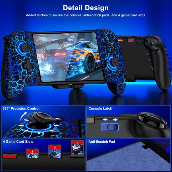 Gammeefy Switch Controllers Compatible with Nintendo Switch/Switch OLED, One-Piece Joypad Controller Replacement for Switch Pro Controller with 9 Lights Color, Christmas Gifts - Imagen 62