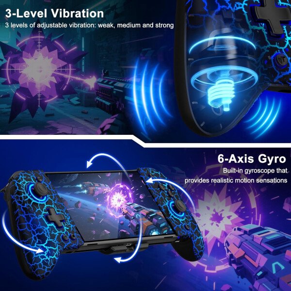 Gammeefy Switch Controllers Compatible with Nintendo Switch/Switch OLED, One-Piece Joypad Controller Replacement for Switch Pro Controller with 9 Lights Color, Christmas Gifts - Imagen 63