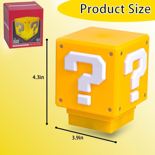 Mini Super Mario Bros.Luz nocturna con signo de interrogación de carga, luz USB para dormitorio, lámpara de mesa de ladrillo de bloque de construcción, lámpara de noche como regalo para niños - Imagen 6
