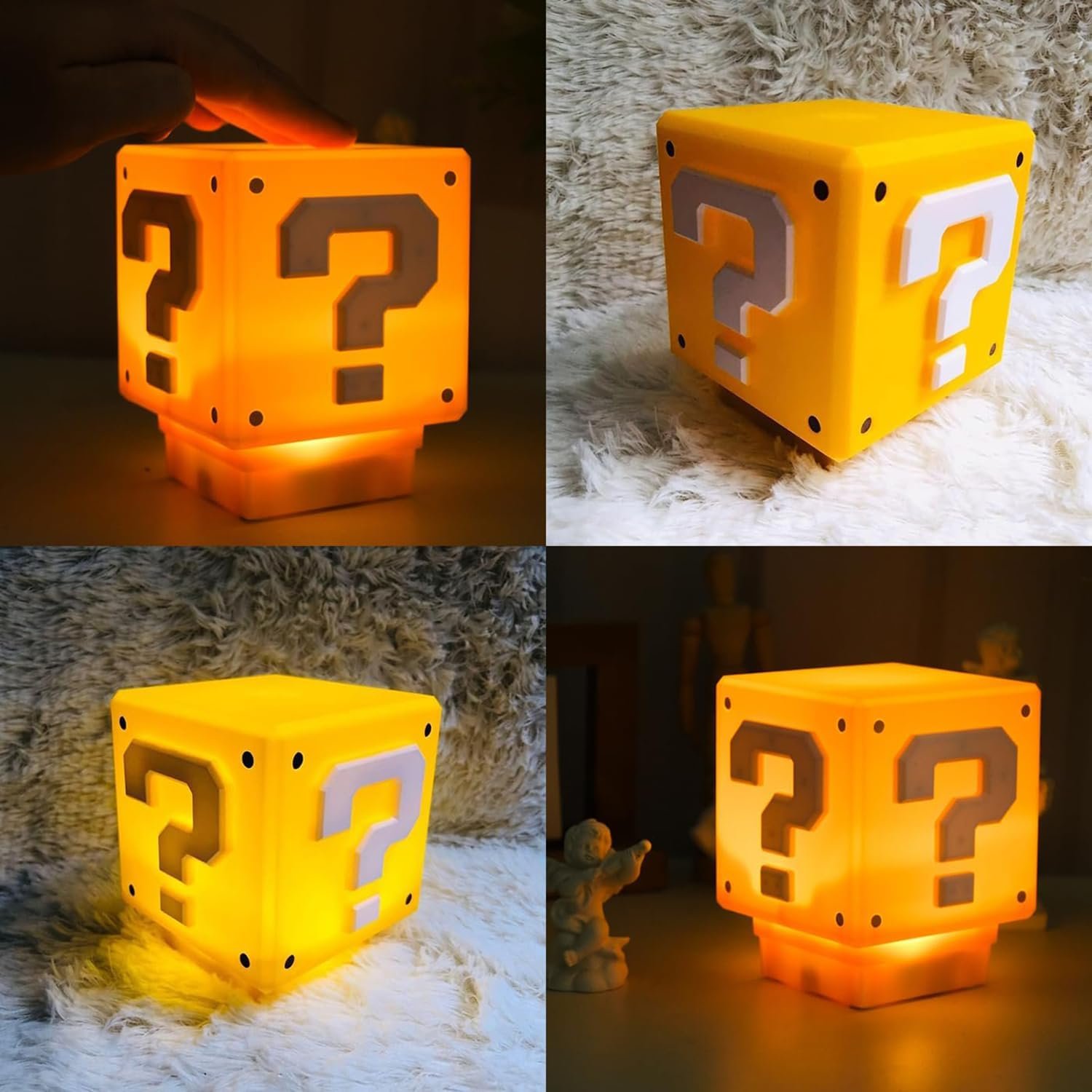 Mini Super Mario Bros.Luz nocturna con signo de interrogación de carga, luz USB para dormitorio, lámpara de mesa de ladrillo de bloque de construcción, lámpara de noche como regalo para niños - Imagen 8