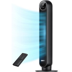 Dreo Ventilador de torre para dormitorio, ventilador de suelo silencioso de velocidad de 25 pies/s, ventiladores oscilantes de 90° para interiores con 4 velocidades, 4 modos, temporizador de 8 horas