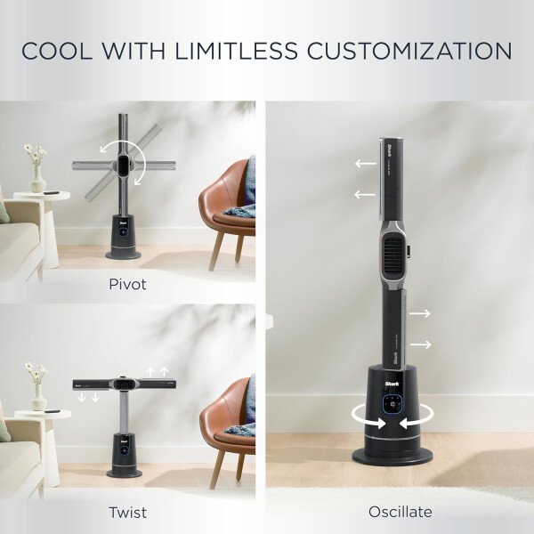 Shark TurboBlade Cool + Heat - Ventilador de torre ultra personalizable sin aspas + calentador, pivotes, giros, oscila hasta 180°, refrigeración potente + calefacción rápida de habitación, control - Imagen 3