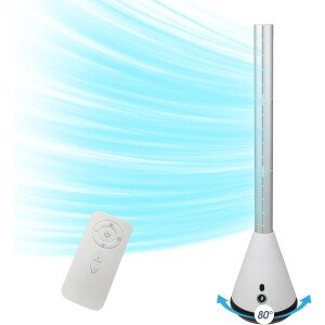 Ventilador de torre sin aspas con control remoto, ventilador de circulación de aire oscilante de 80°, 9 velocidades, temporizador de 8 horas, ventilador de piso para el hogar, dormitorio
