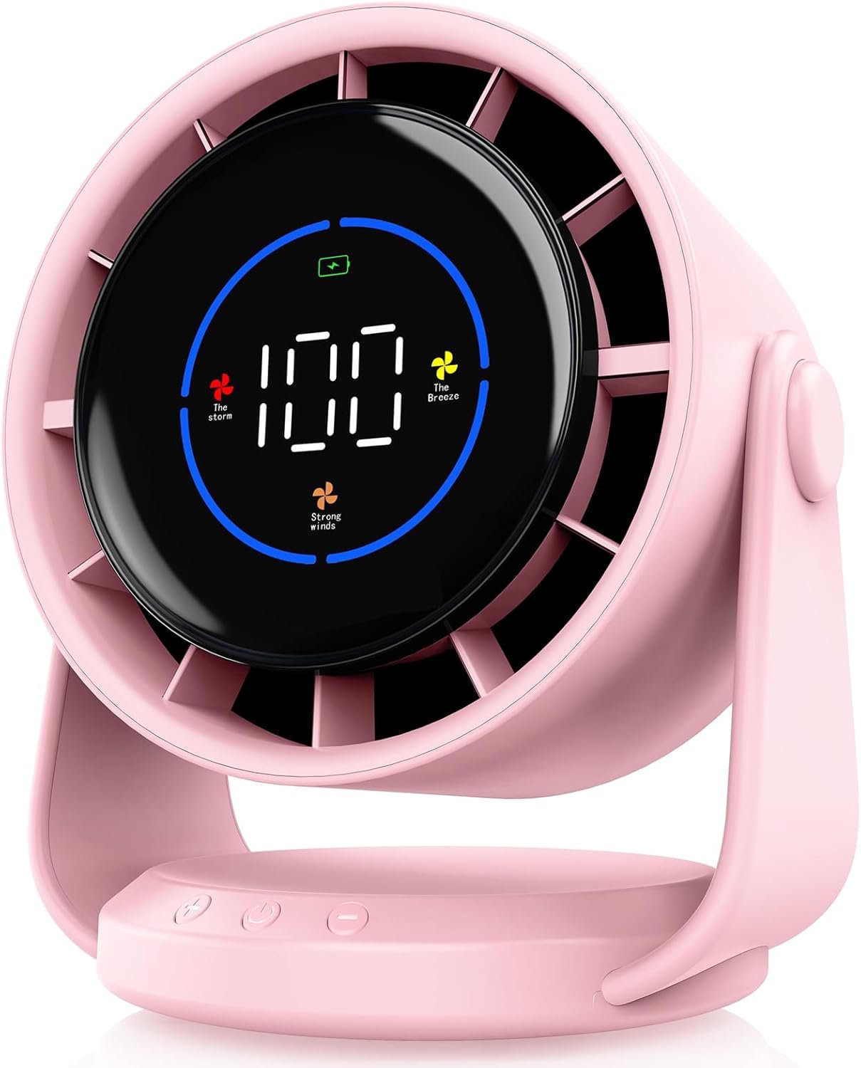 Ventilador de escritorio, ventilador de mesa turbo para dormitorio, pantalla digital de 100 velocidades, bajo ruido, inclinación ajustable de 105°, batería recargable, diseño de pared para el - Imagen 8