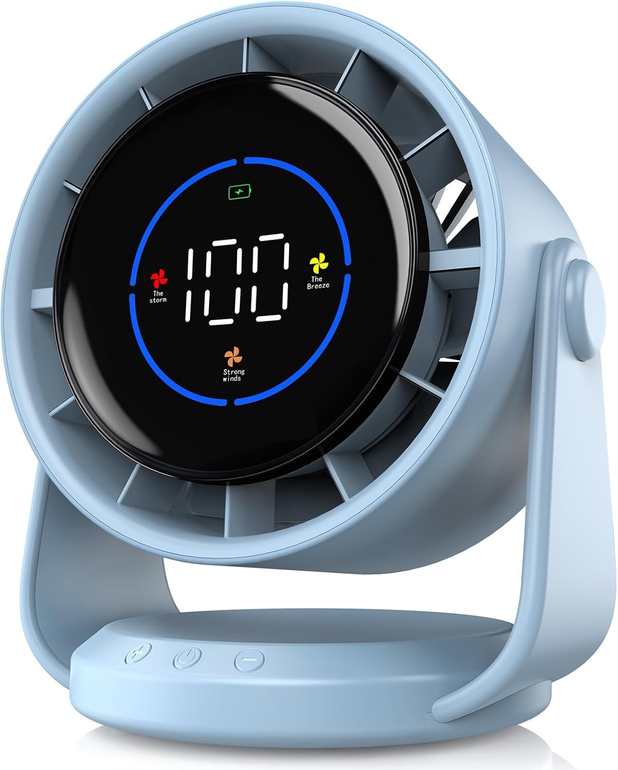 Ventilador de escritorio, ventilador de mesa turbo para dormitorio, pantalla digital de 100 velocidades, bajo ruido, inclinación ajustable de 105°, batería recargable, diseño de pared para el - Imagen 15