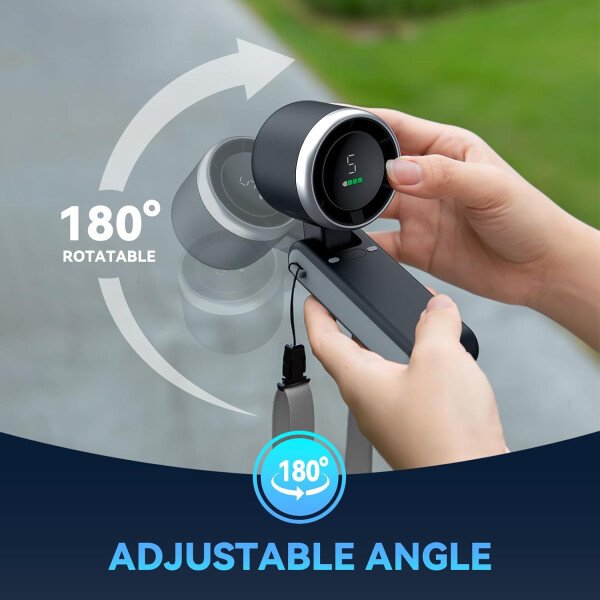 Ventilador turbo portátil de mano, viento de 5 engranajes, funciona con pilas, hasta 12 horas de trabajo, ventilador de mano 3 en 1 con ventiladores de refrigeración Air Turbo Tech para - Imagen 12