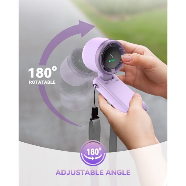 Ventilador turbo portátil de mano, viento de 5 engranajes, funciona con pilas, hasta 12 horas de trabajo, ventilador de mano 3 en 1 con ventiladores de refrigeración Air Turbo Tech para - Imagen 18