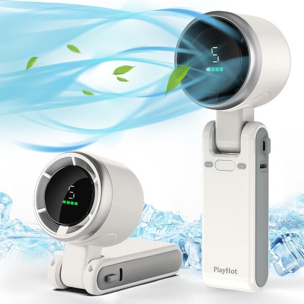 Ventilador turbo portátil de mano, viento de 5 engranajes, funciona con pilas, hasta 12 horas de trabajo, ventilador de mano 3 en 1 con ventiladores de refrigeración Air Turbo Tech para - Imagen 20