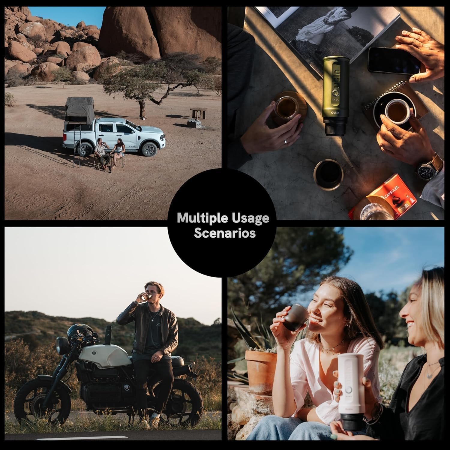 OutIn Máquina de café espresso eléctrica portátil nano, cafetera de viaje para camping, cafetera de auto con calentamiento automático con USB-C, con café molido y cápsula NS para RV, senderismo - Imagen 6