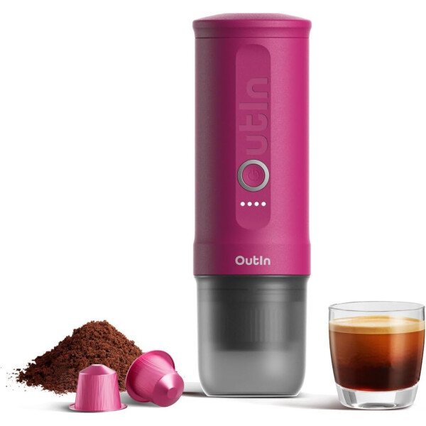 OutIn Máquina de café espresso eléctrica portátil nano, cafetera de viaje para camping, cafetera de auto con calentamiento automático con USB-C, con café molido y cápsula NS para RV, senderismo - Imagen 9