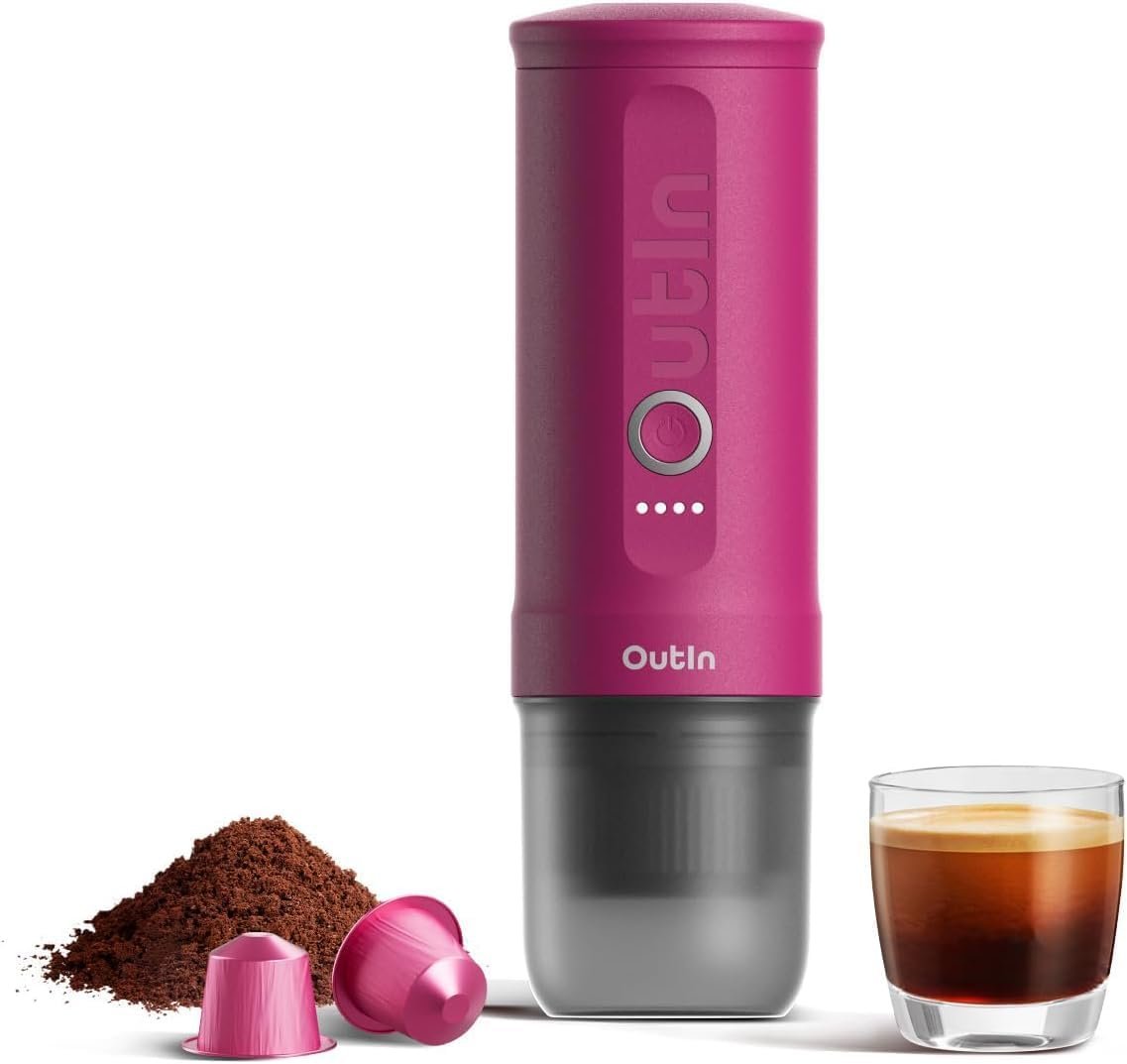 OutIn Máquina de café espresso eléctrica portátil nano, cafetera de viaje para camping, cafetera de auto con calentamiento automático con USB-C, con café molido y cápsula NS para RV, senderismo - Imagen 9