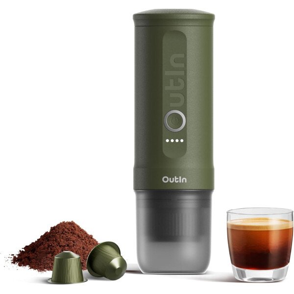 OutIn Máquina de café espresso eléctrica portátil nano, cafetera de viaje para camping, cafetera de auto con calentamiento automático con USB-C, con café molido y cápsula NS para RV, senderismo - Imagen 15