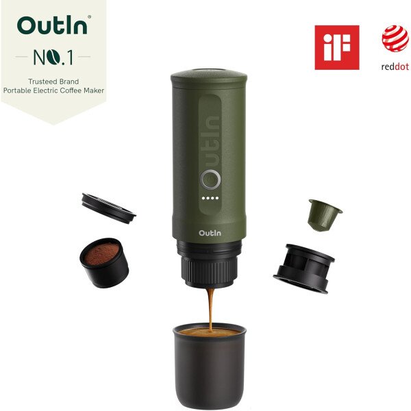OutIn Máquina de café espresso eléctrica portátil nano, cafetera de viaje para camping, cafetera de auto con calentamiento automático con USB-C, con café molido y cápsula NS para RV, senderismo - Imagen 16