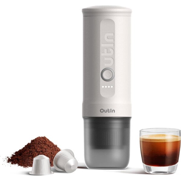 OutIn Máquina de café espresso eléctrica portátil nano, cafetera de viaje para camping, cafetera de auto con calentamiento automático con USB-C, con café molido y cápsula NS para RV, senderismo - Imagen 18