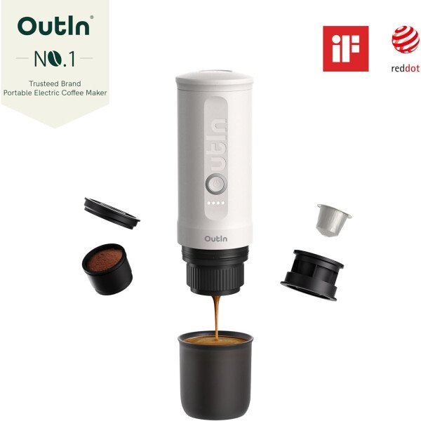 OutIn Máquina de café espresso eléctrica portátil nano, cafetera de viaje para camping, cafetera de auto con calentamiento automático con USB-C, con café molido y cápsula NS para RV, senderismo - Imagen 19