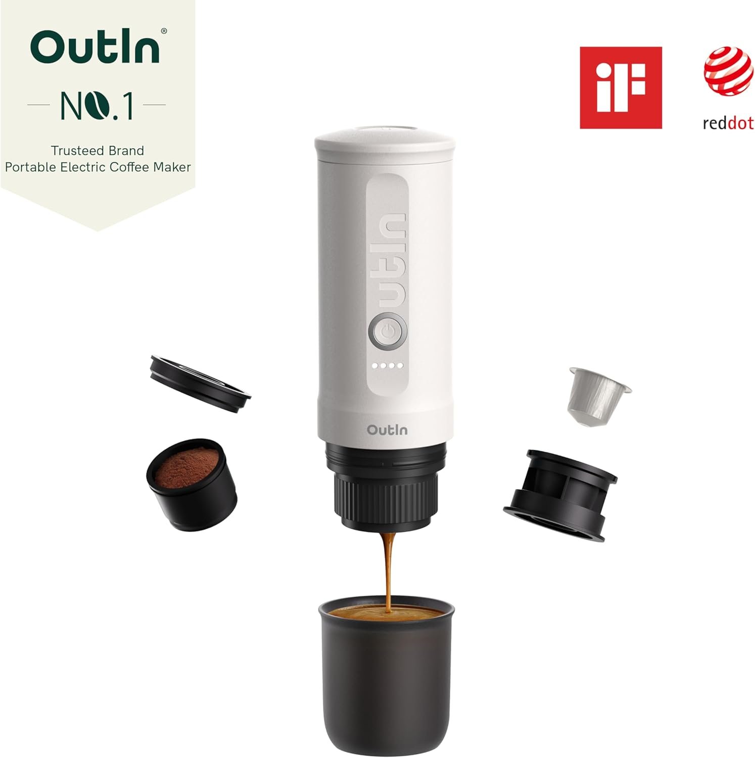 OutIn Máquina de café espresso eléctrica portátil nano, cafetera de viaje para camping, cafetera de auto con calentamiento automático con USB-C, con café molido y cápsula NS para RV, senderismo - Imagen 19