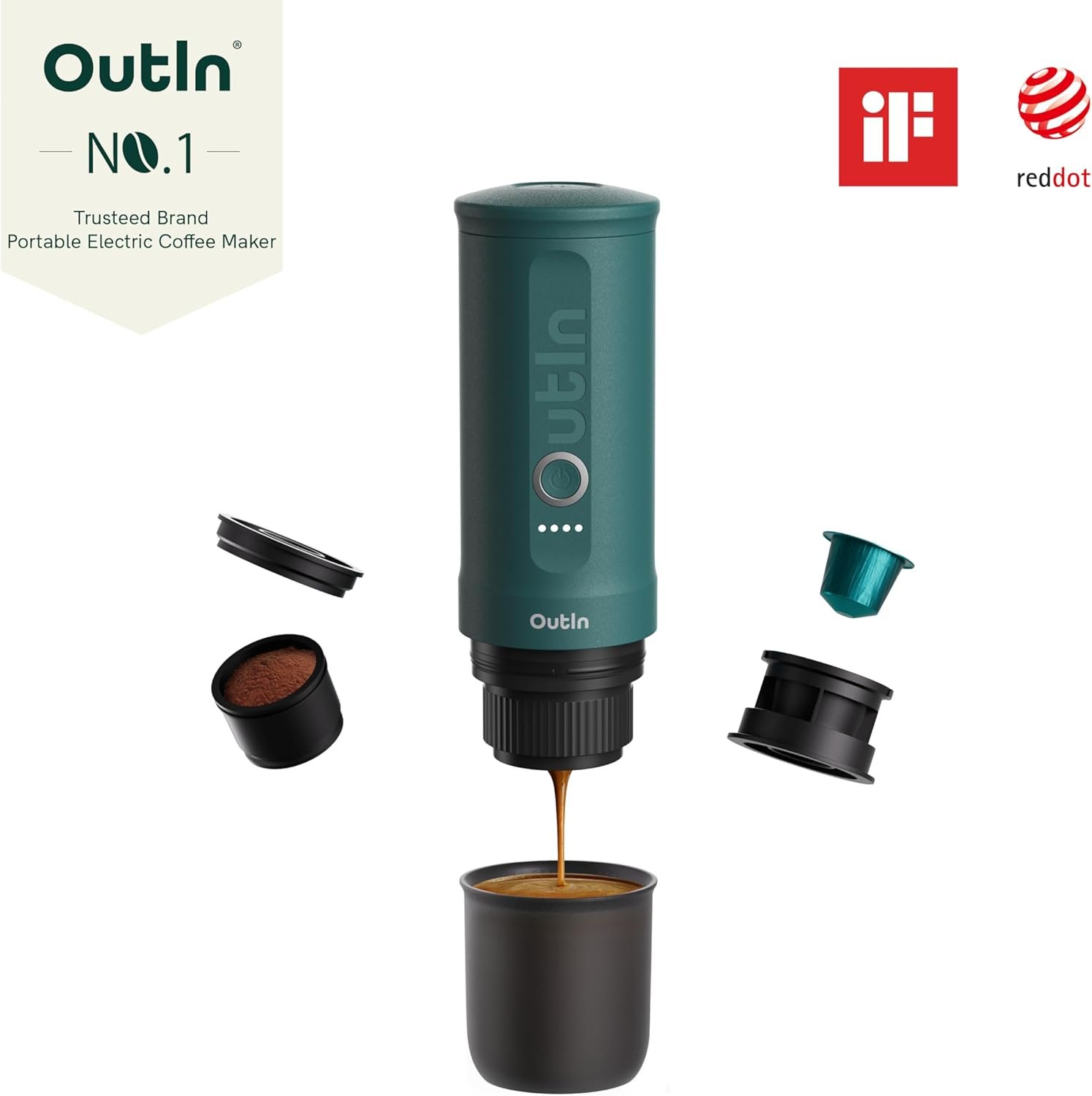 OutIn Máquina de café espresso eléctrica portátil nano, cafetera de viaje para camping, cafetera de auto con calentamiento automático con USB-C, con café molido y cápsula NS para RV, senderismo - Imagen 21