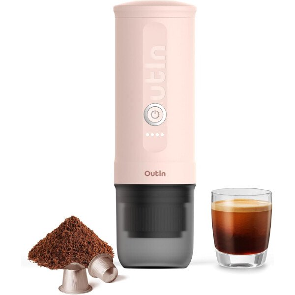 OutIn Máquina de café espresso eléctrica portátil nano, cafetera de viaje para camping, cafetera de auto con calentamiento automático con USB-C, con café molido y cápsula NS para RV, senderismo - Imagen 23