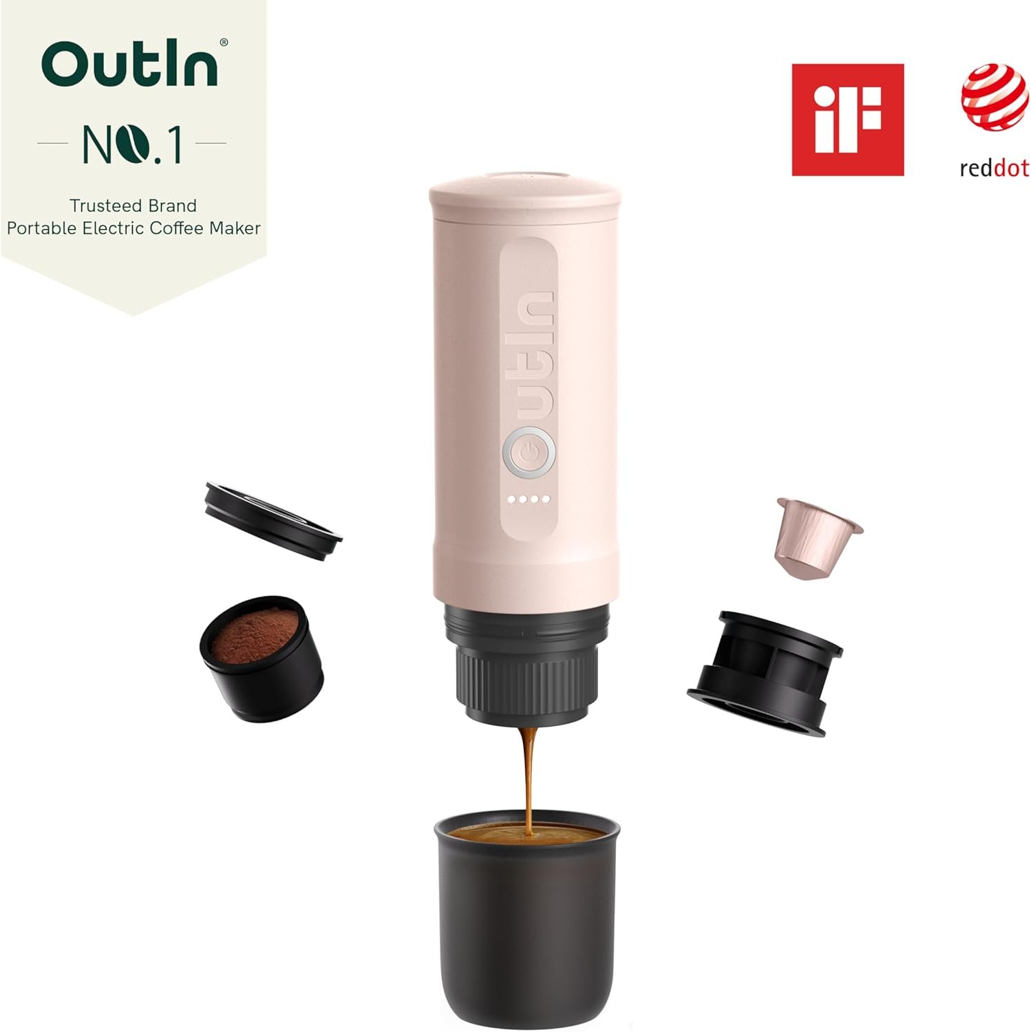 OutIn Máquina de café espresso eléctrica portátil nano, cafetera de viaje para camping, cafetera de auto con calentamiento automático con USB-C, con café molido y cápsula NS para RV, senderismo - Imagen 24