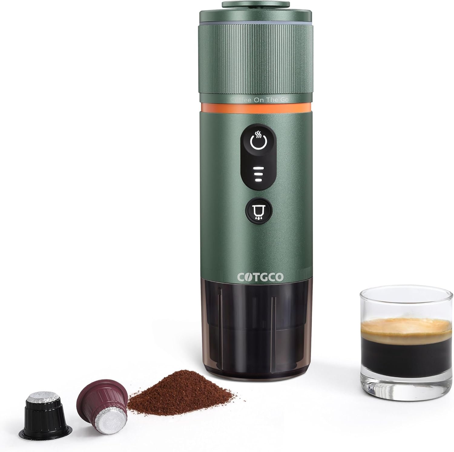 Máquina de café espresso portátil: 12V eléctrica de viaje Expresso Maker - Autocalentamiento 8 tazas funciona con pilas compatible con cápsulas Nespresso - para camping, viajes, caravana,