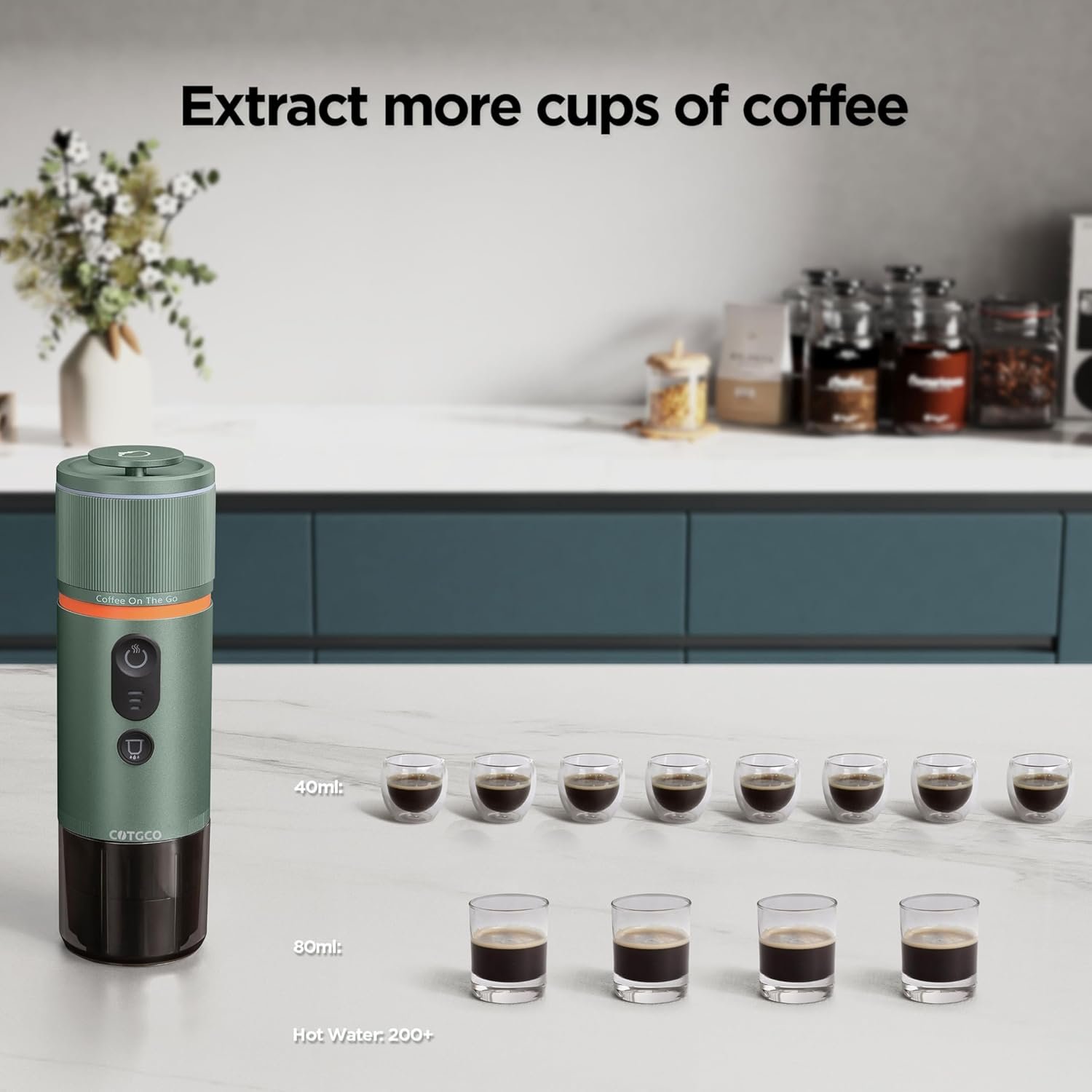 Máquina de café espresso portátil: 12V eléctrica de viaje Expresso Maker - Autocalentamiento 8 tazas funciona con pilas compatible con cápsulas Nespresso - para camping, viajes, caravana, - Imagen 2