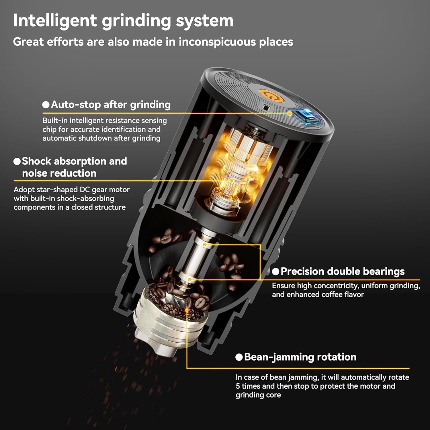 Cafetera portátil para verter, molinillo eléctrico recargable con rebaba cónica de acero inoxidable, kit integrado de preparación manual con filtro de acero inoxidable gotero y tazas de viaje, para - Imagen 4