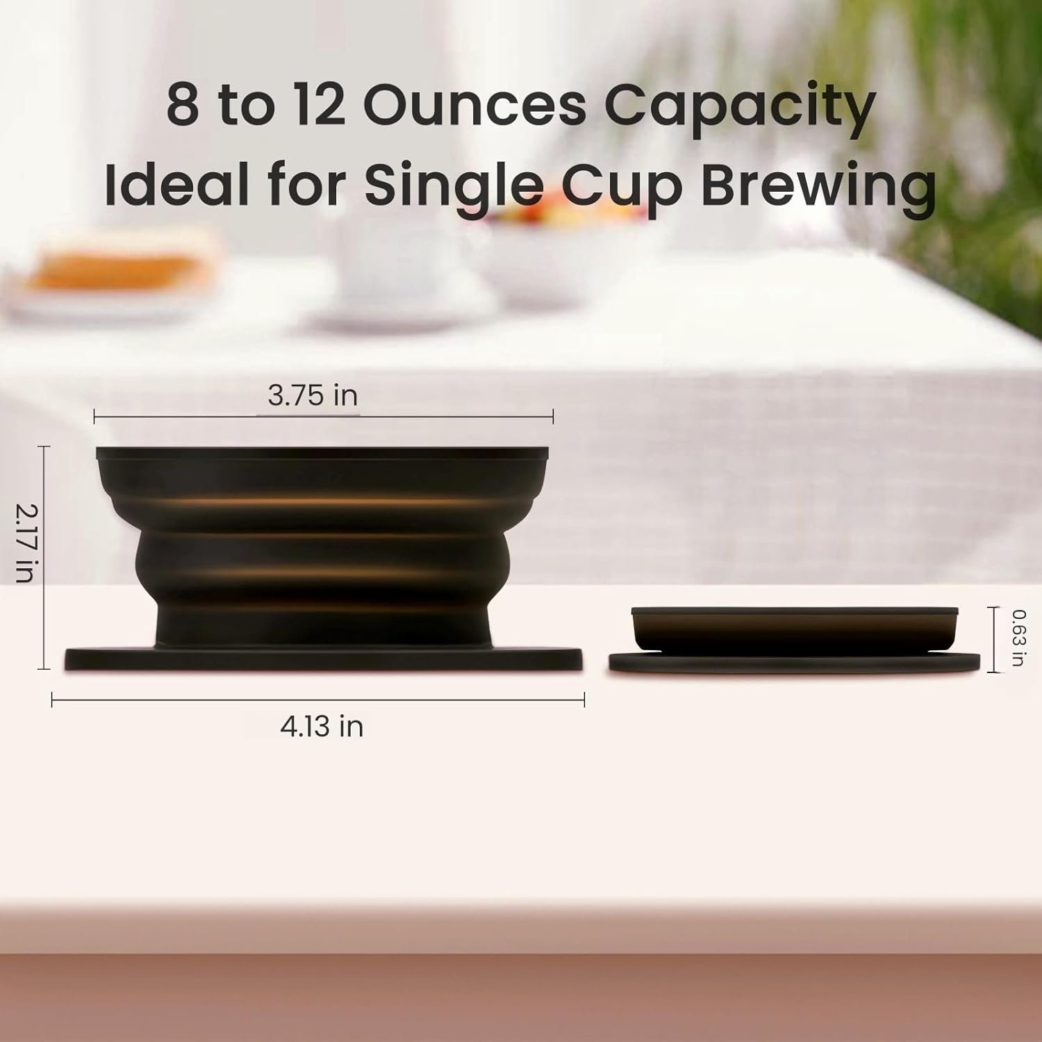 Hervidor eléctrico de viaje pequeño, hervidor eléctrico Collpasible, hervidor de té portátil + gotero plegable sin papel para verter sobre café, cafetera de viaje, taza individual (negro) - Imagen 7