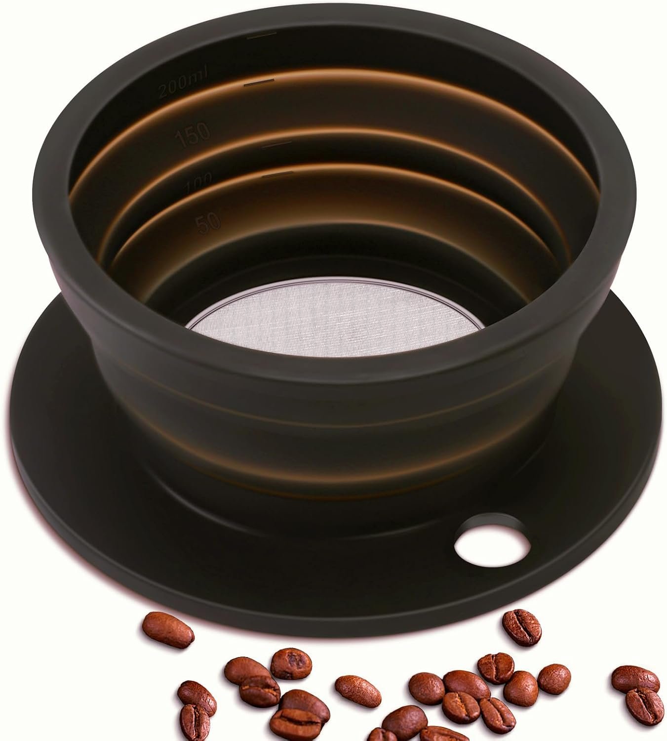 Hervidor eléctrico de viaje pequeño, hervidor eléctrico Collpasible, hervidor de té portátil + gotero plegable sin papel para verter sobre café, cafetera de viaje, taza individual (negro) - Imagen 9
