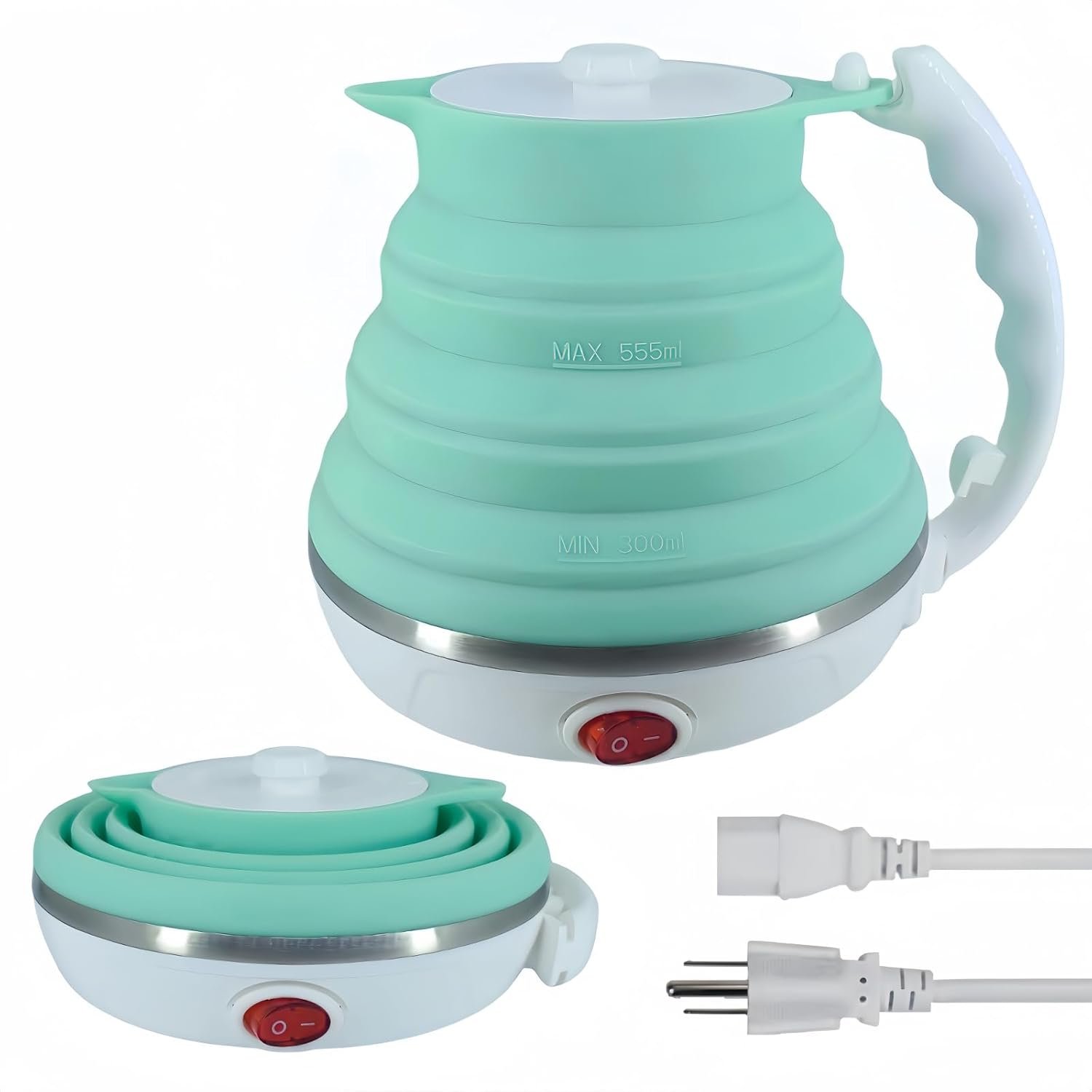Hervidor eléctrico de viaje pequeño, hervidor eléctrico Collpasible, hervidor de té portátil + gotero plegable sin papel para verter sobre café, cafetera de viaje, taza individual (negro) - Imagen 10